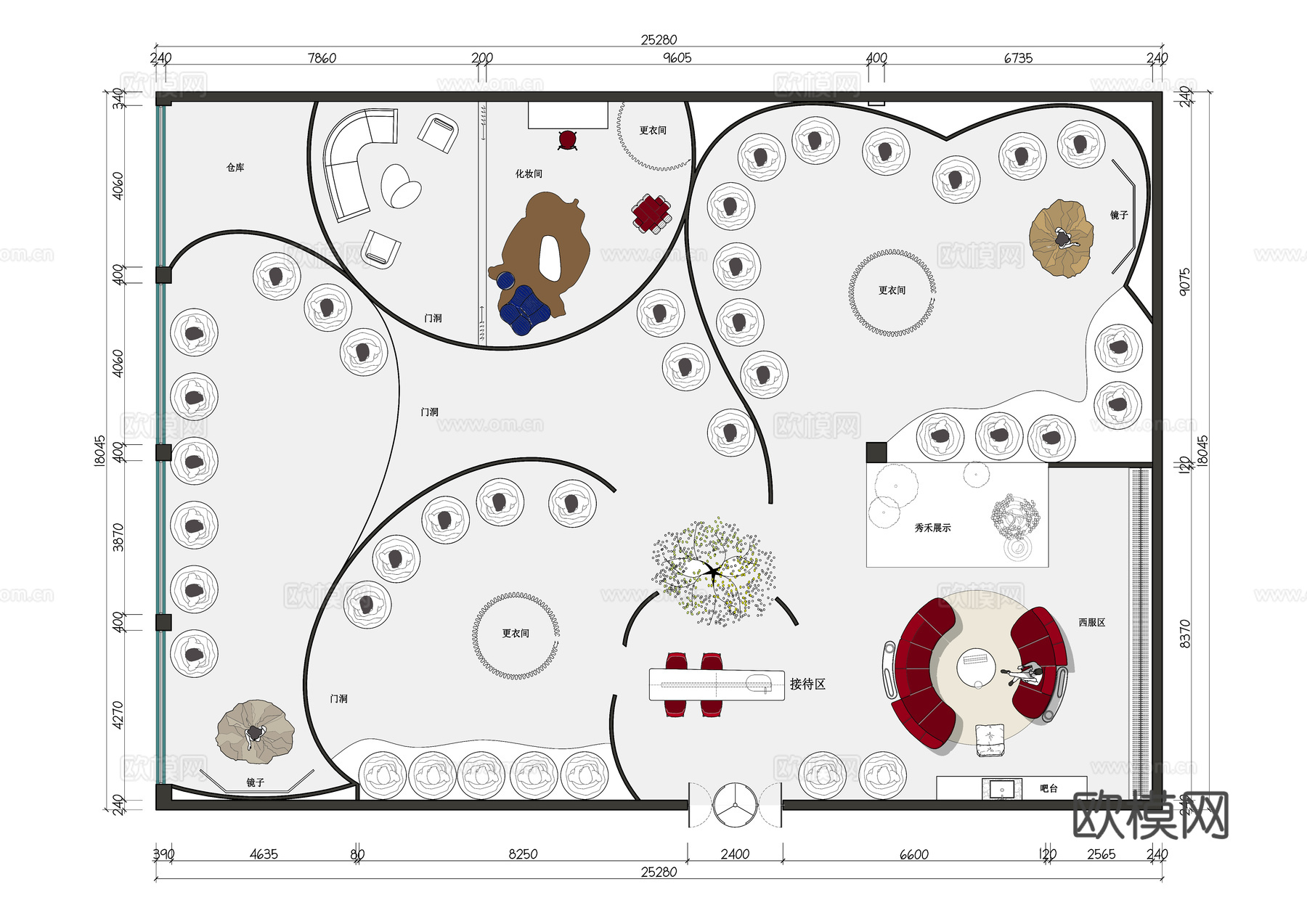 创意婚纱店 最新平面施工图设计cad施工图