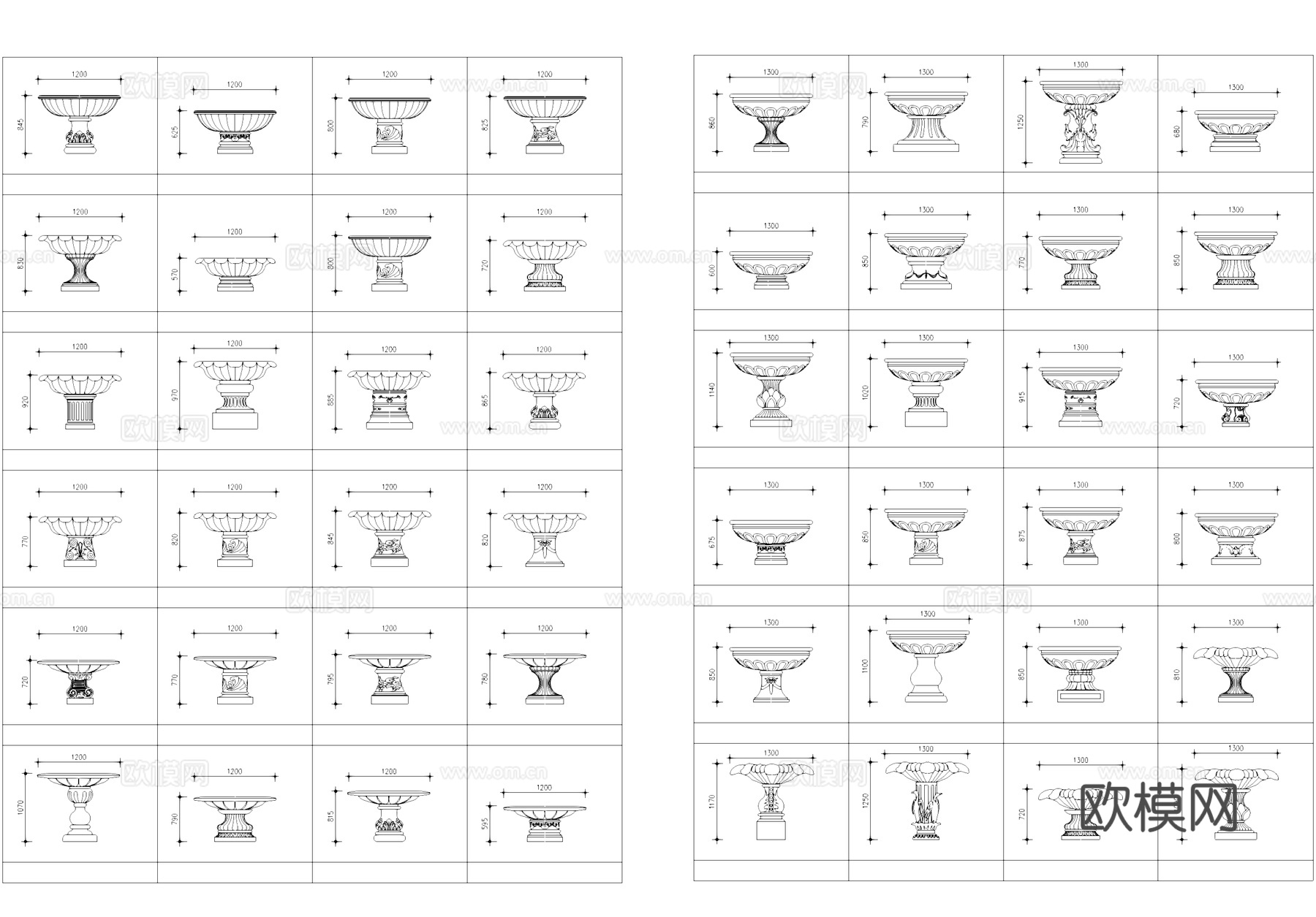 室外花盆花钵景观小品CAD图块图库cad施工图