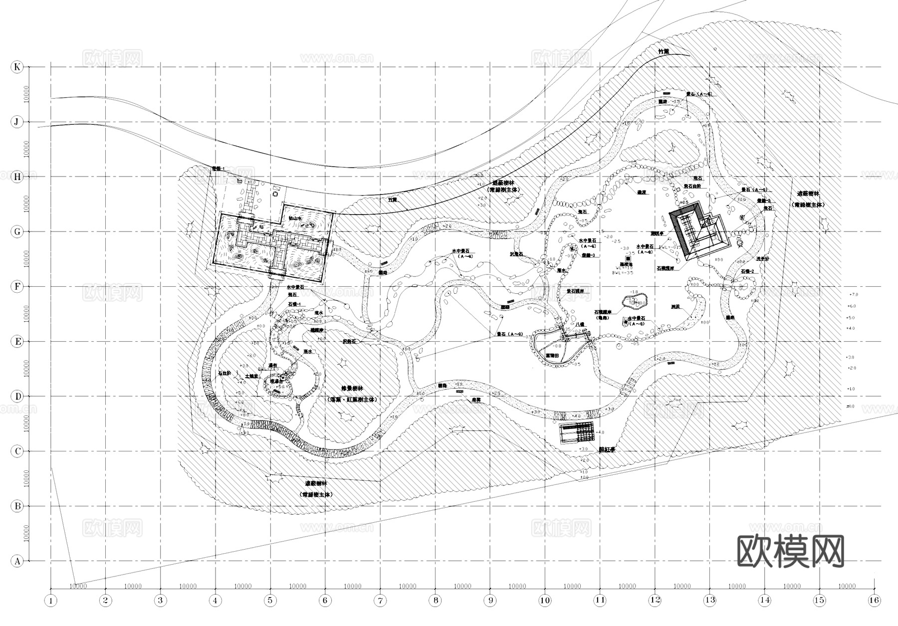 日式庭院花园景观平面CAD施工图cad施工图