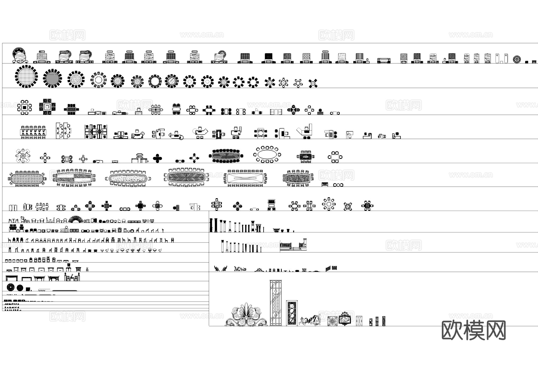 室内工装家装家具构件CAD图库cad施工图