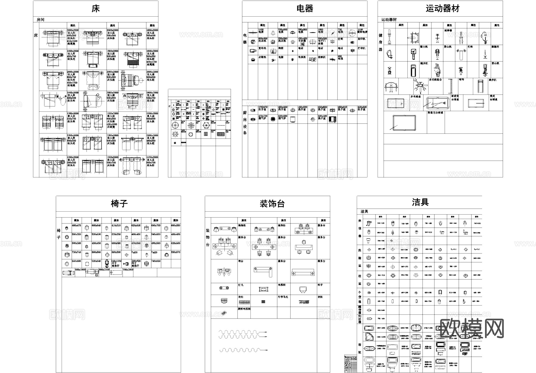 室内家具家装工装图块CAD图库cad施工图