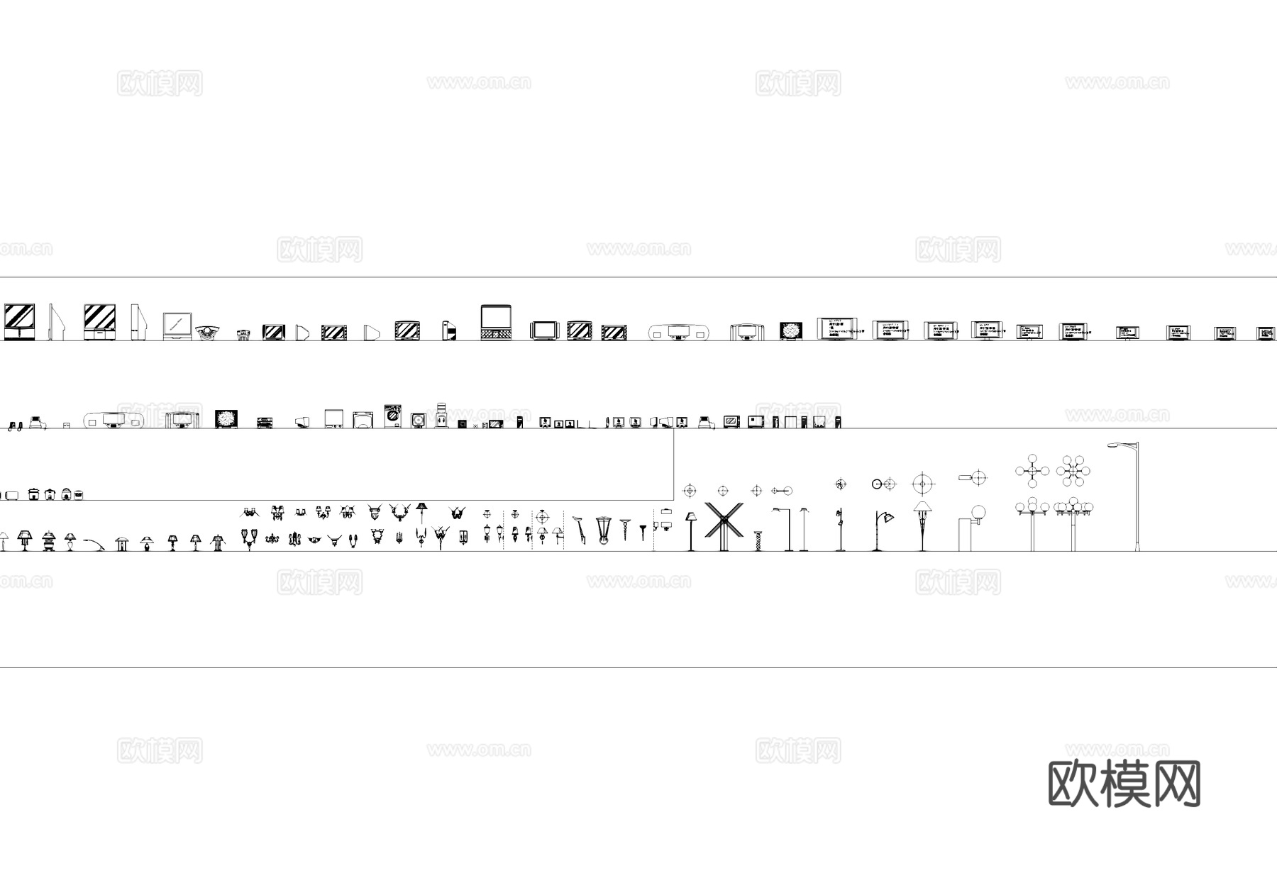室内家电立面图块CAD图库cad施工图