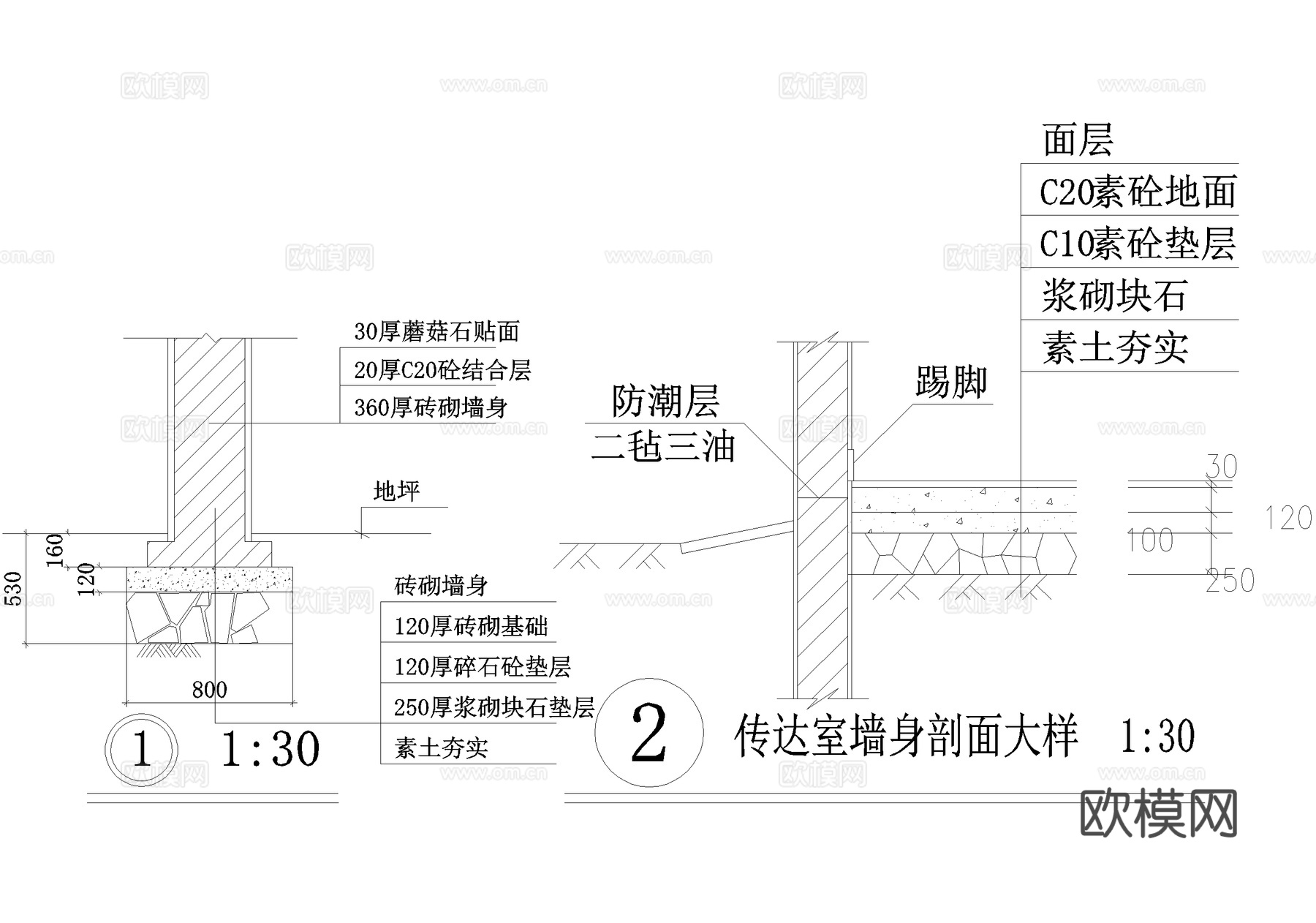 门头 入口大门 门卫室建筑 传达室保安室cad施工图
