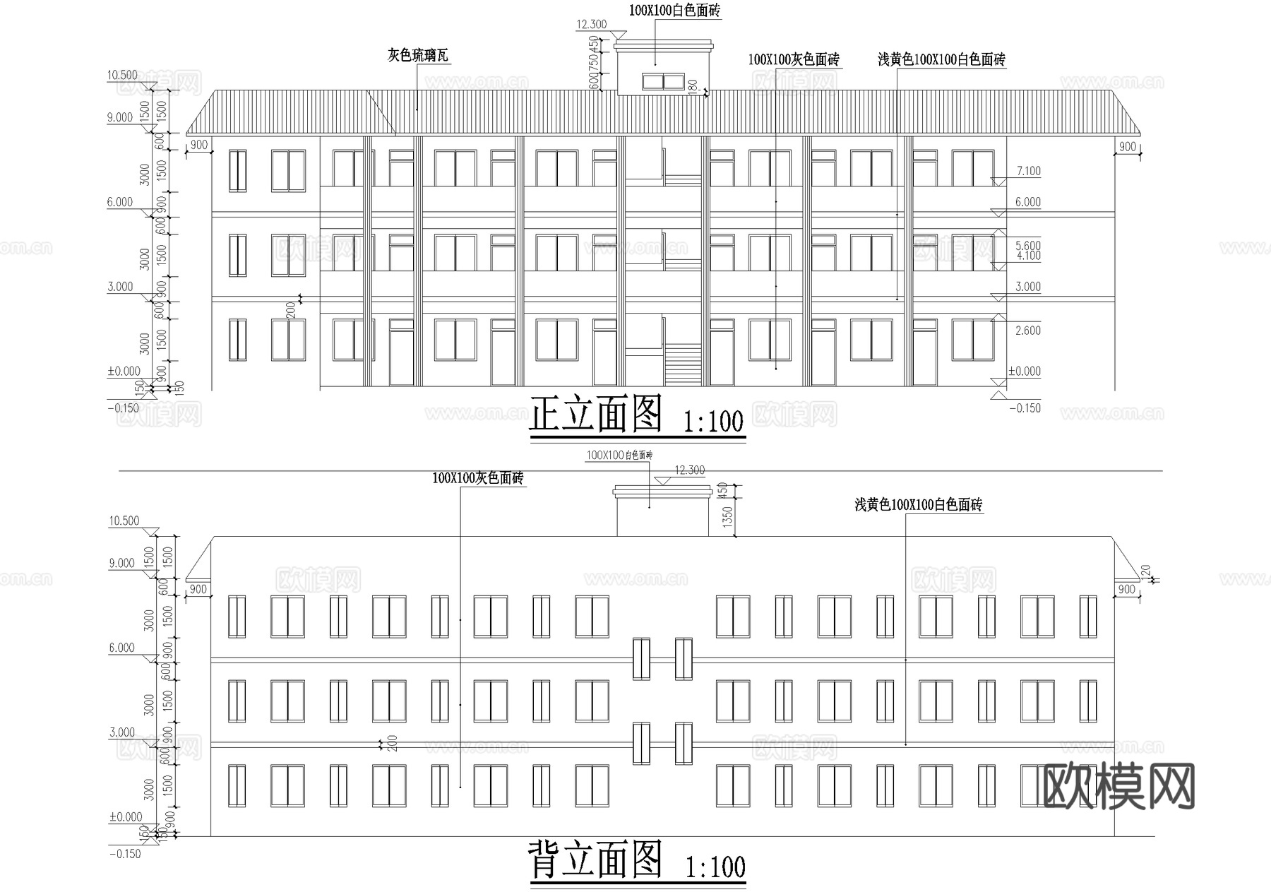 三层养老院敬老院建筑 老年公寓cad施工图