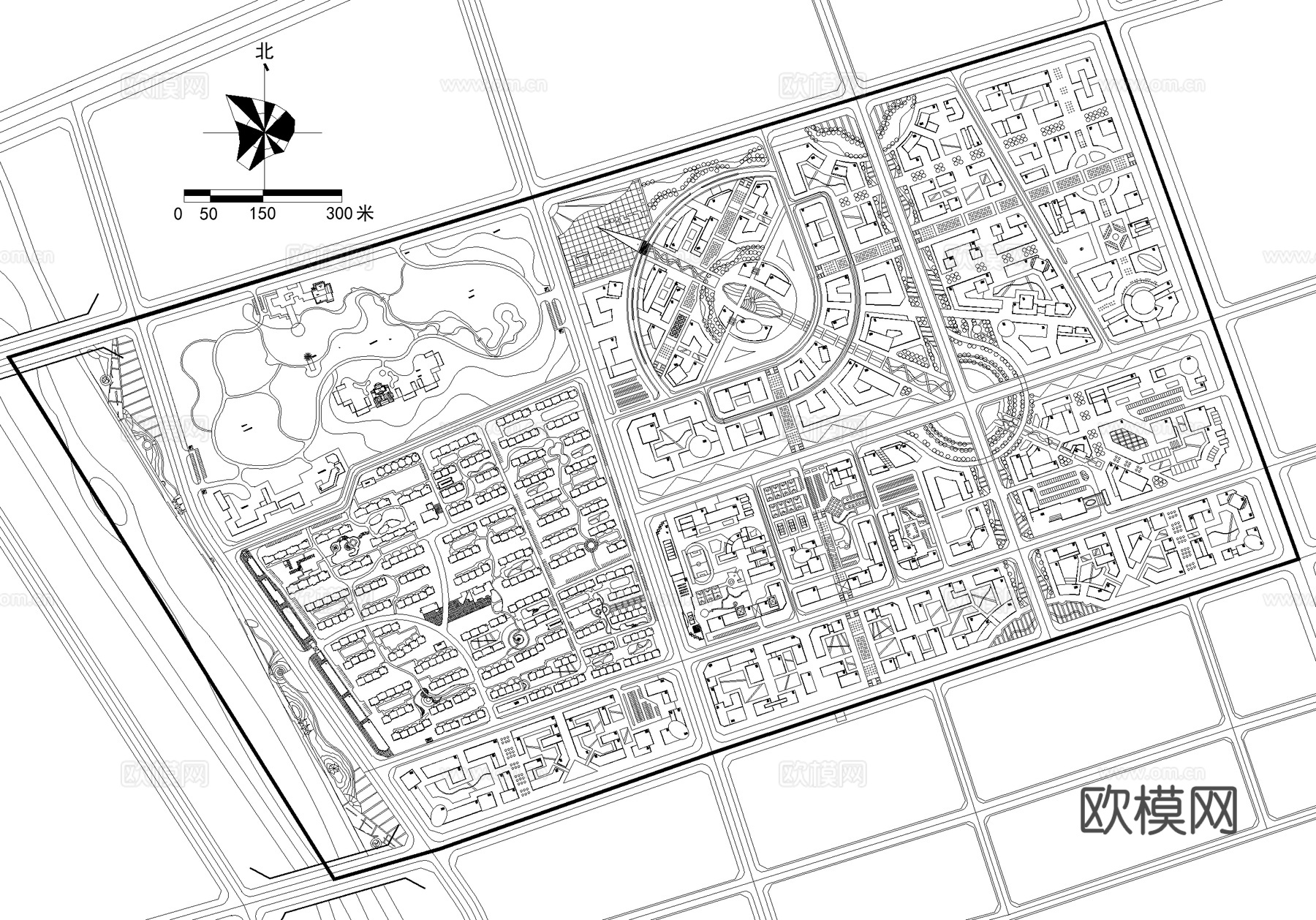 城市控制性详细规划总平面图cad施工图