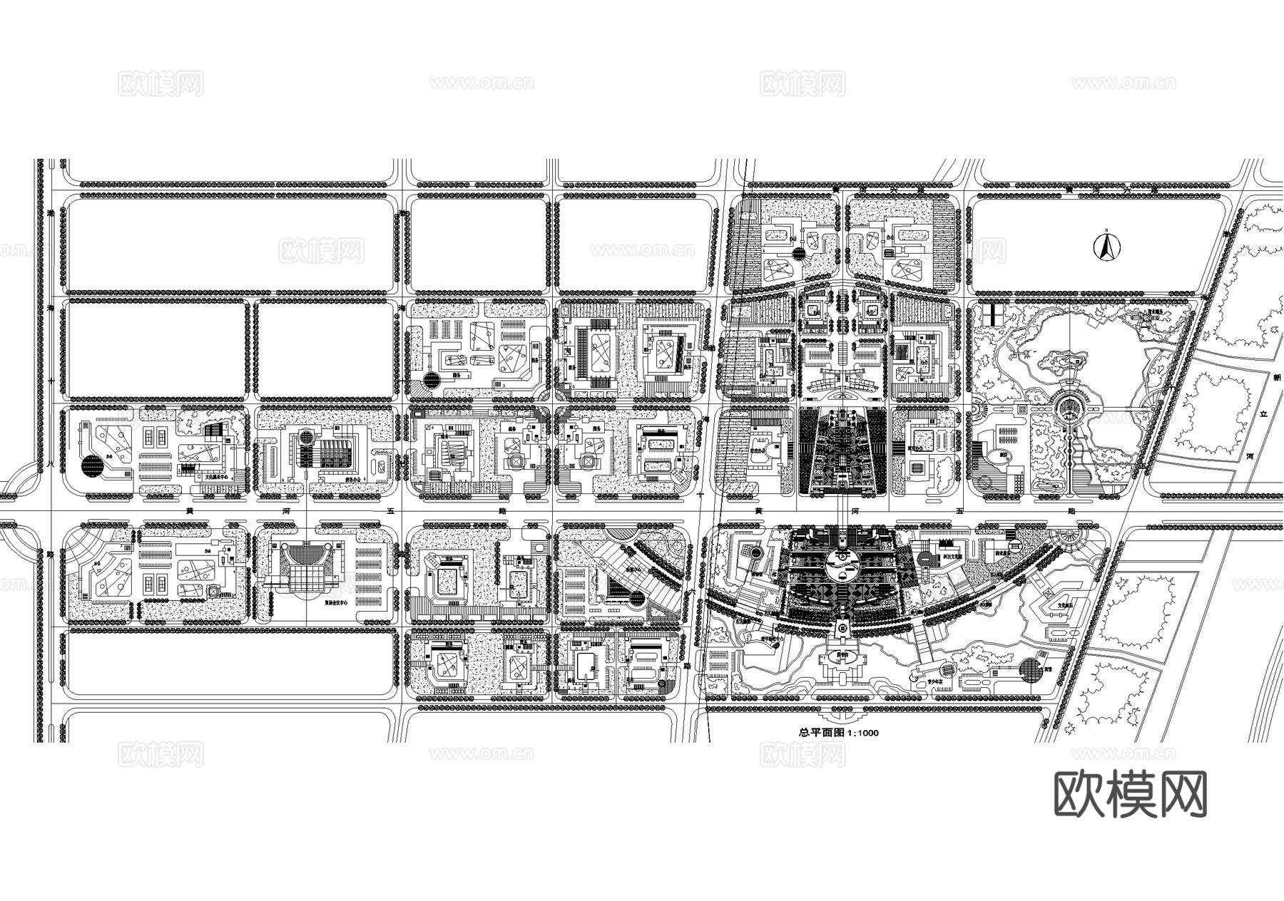行政文化中心城市规划平面图cad施工图