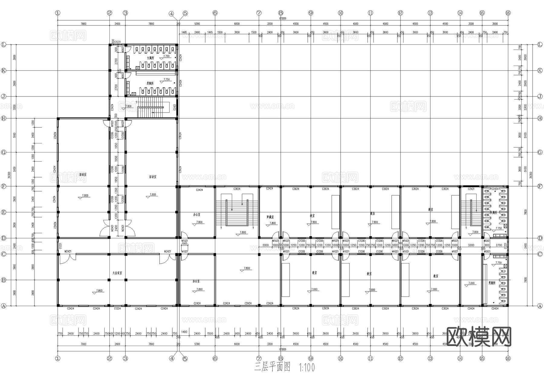 三层中学教学楼学校建筑cad施工图cad施工图