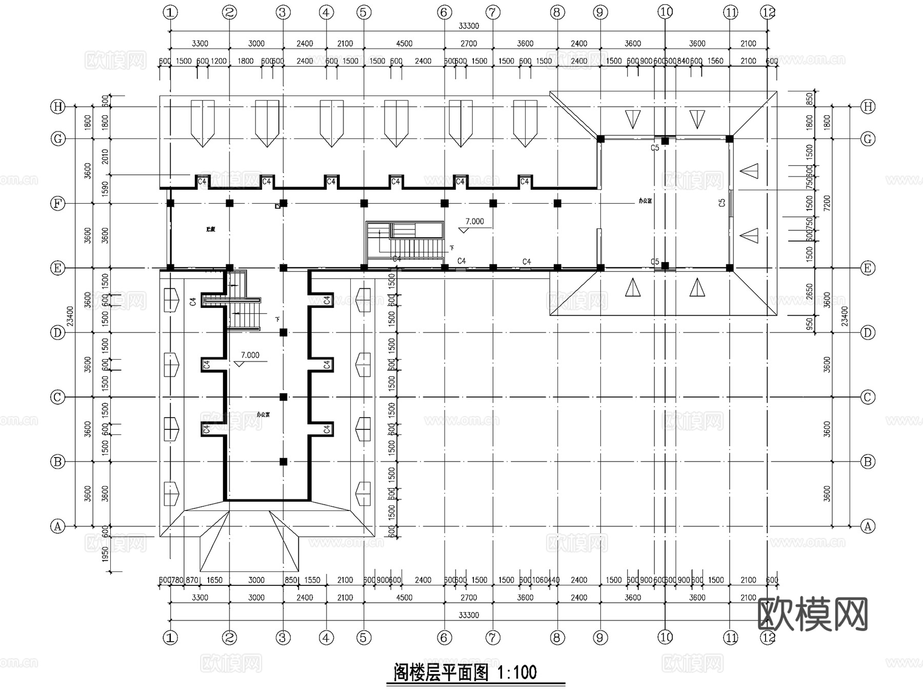 欧式城堡餐厅饭店建筑CAD施工图cad施工图