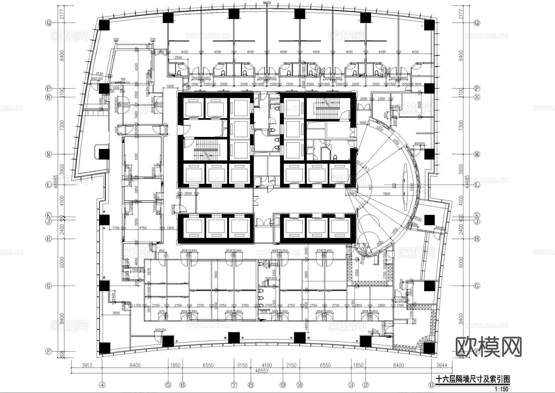 医院平面系统图 天花地材隔墙尺寸cad施工图