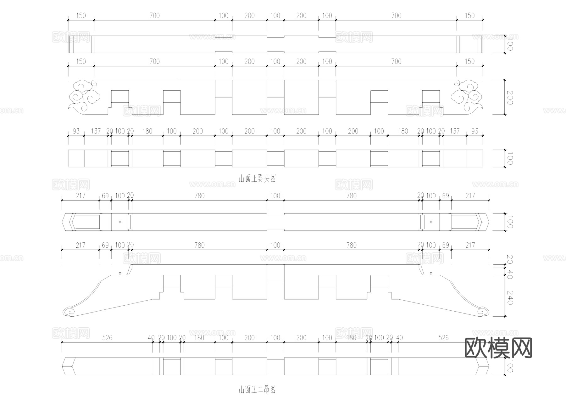 牌楼角科斗拱节点古建筑CAD施工详图cad施工图