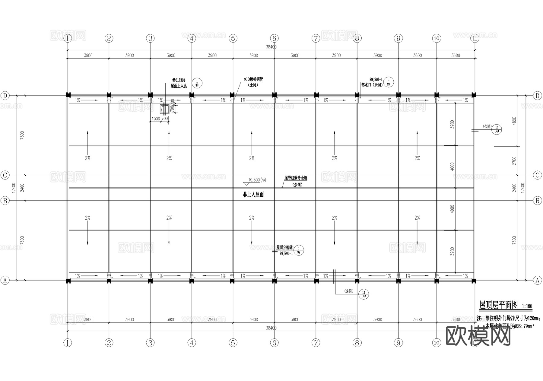 四层中学教学楼学校建筑cad施工图