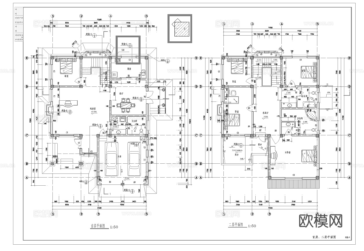 乡村自建房别墅建筑 最新全套施工图设计cad施工图