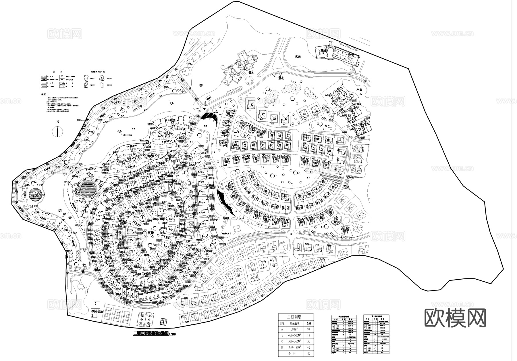 碧水天源二期别墅小区景观平面CAD施工图cad施工图