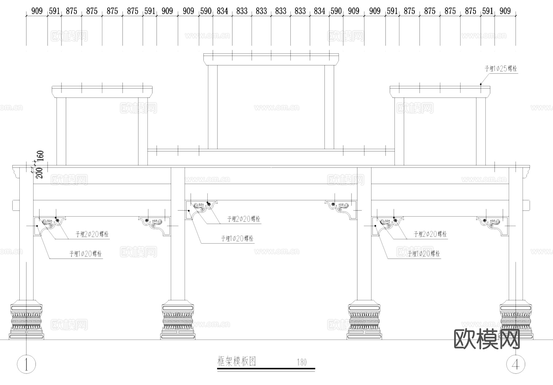 三山湖旅游牌坊牌楼古建筑CAD施工图cad施工图