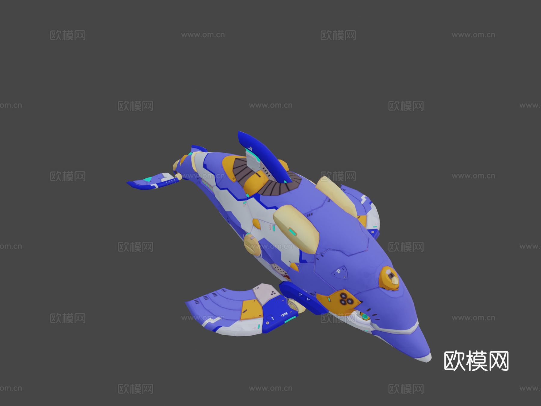 侧翼太空海豚3d模型下载（渲染图8）