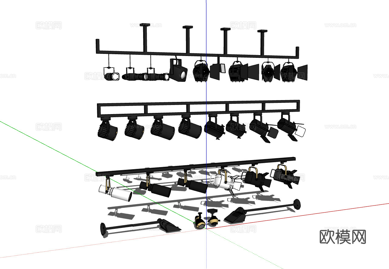 现代轨道射灯su模型