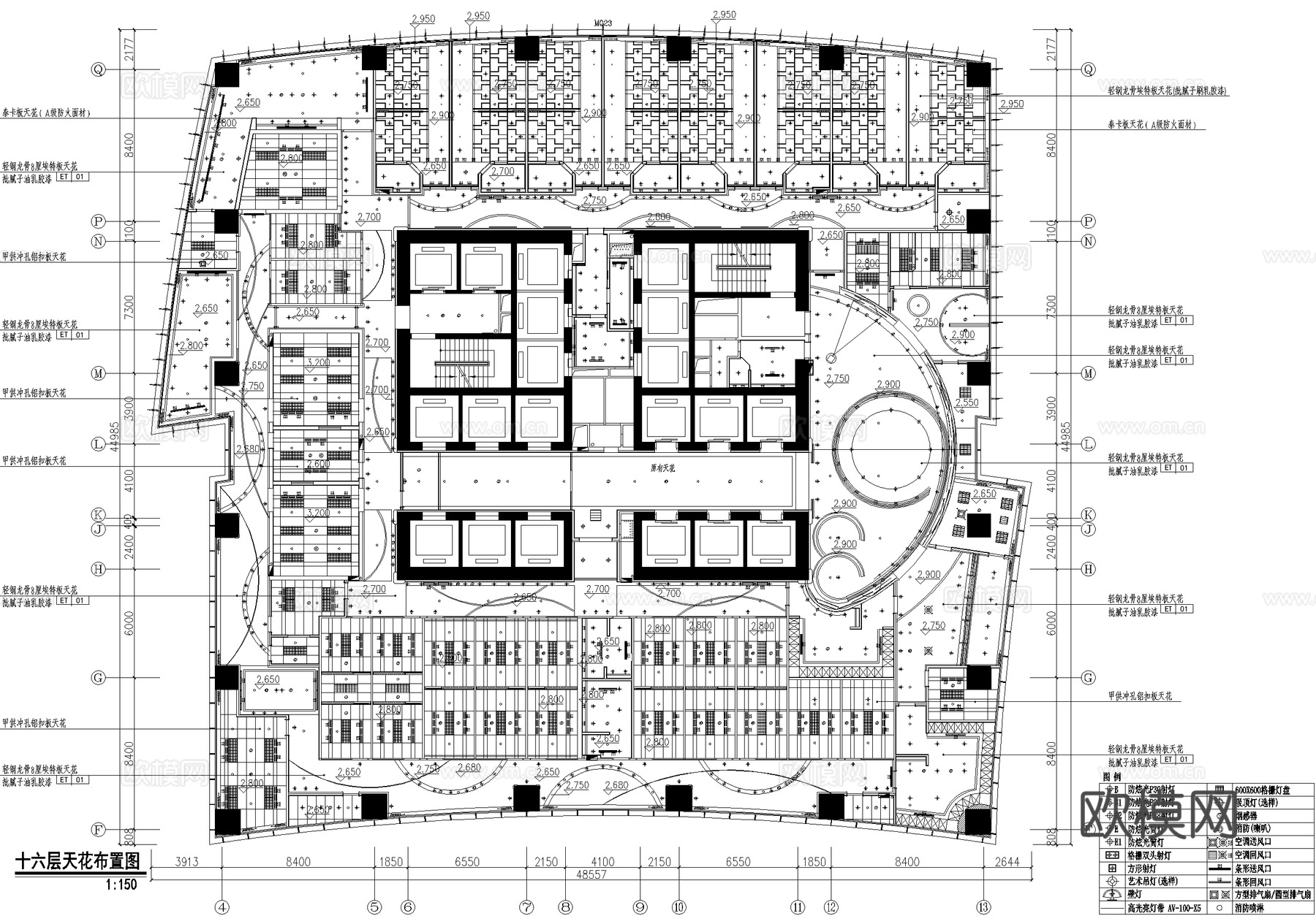 医院平面系统图 天花地材隔墙尺寸cad施工图