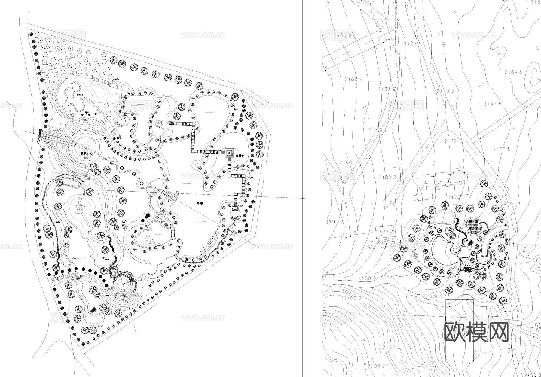 丽景园公园景观CAD平面施工图cad施工图