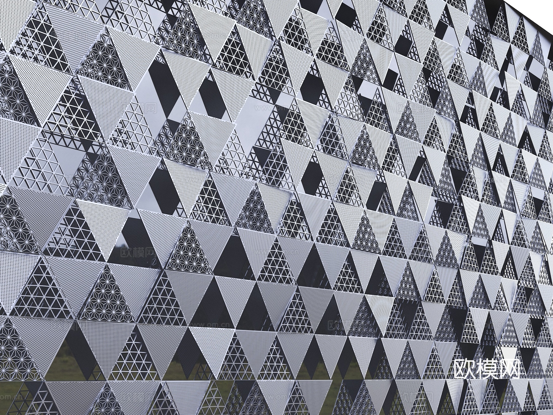 现代孔板 孔板 外墙孔板 装饰墙 外墙护墙板 铝板孔板su模型