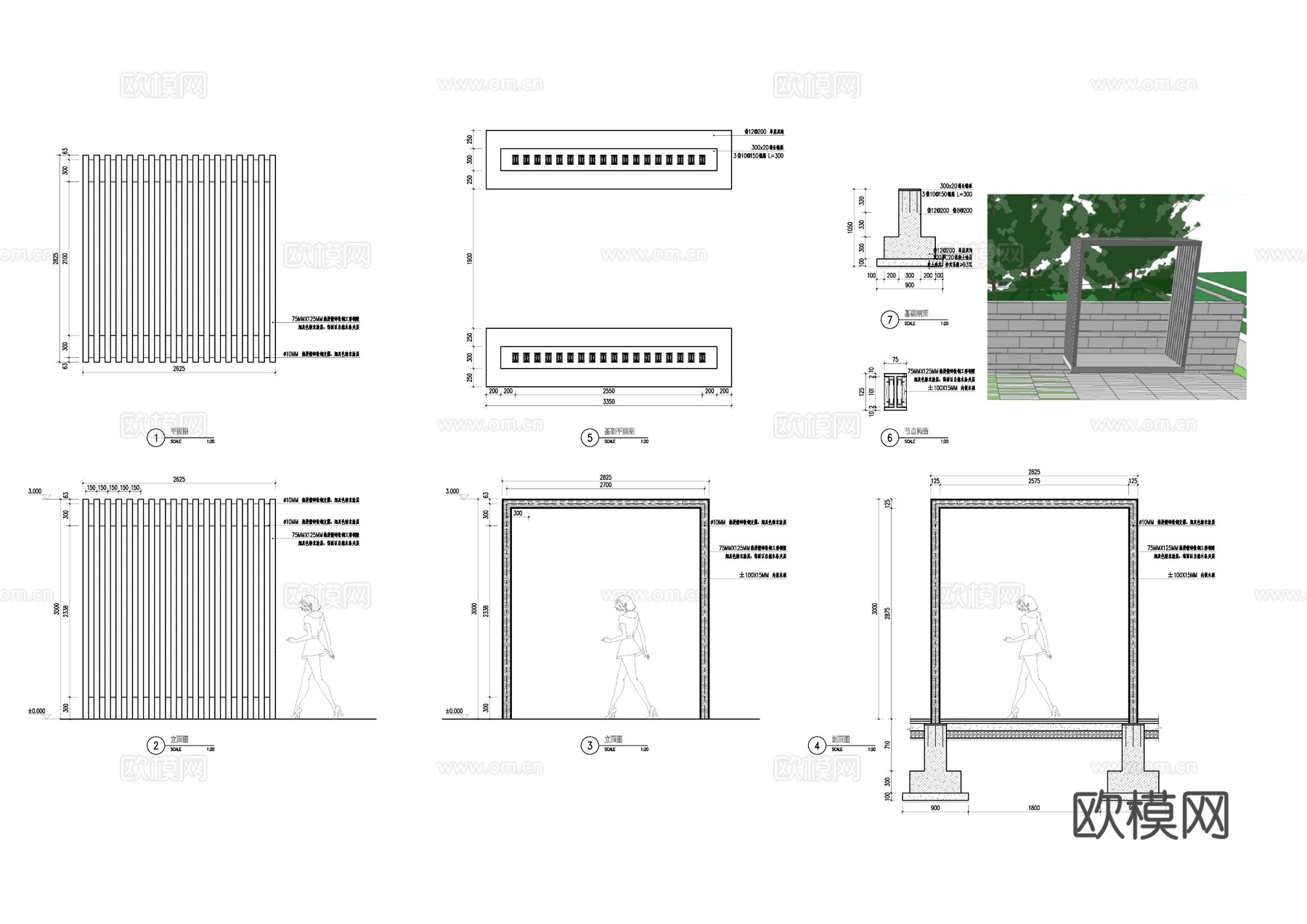 格栅景亭cad施工图