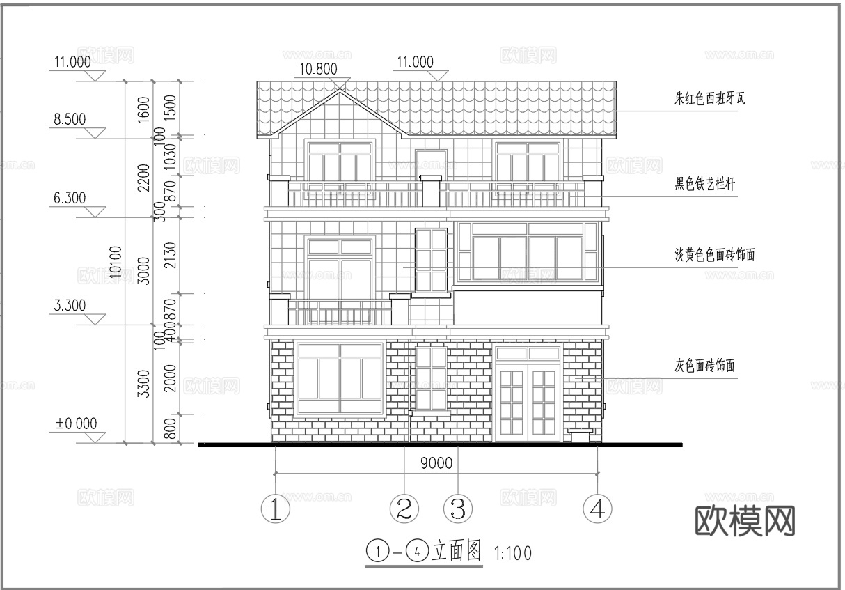 乡村自建房别墅建筑 最新全套施工图设计cad施工图