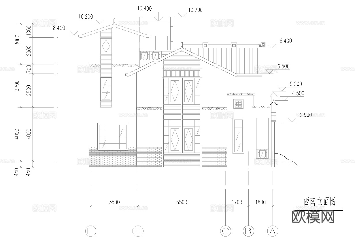 乡村自建房别墅建筑 最新全套施工图设计cad施工图