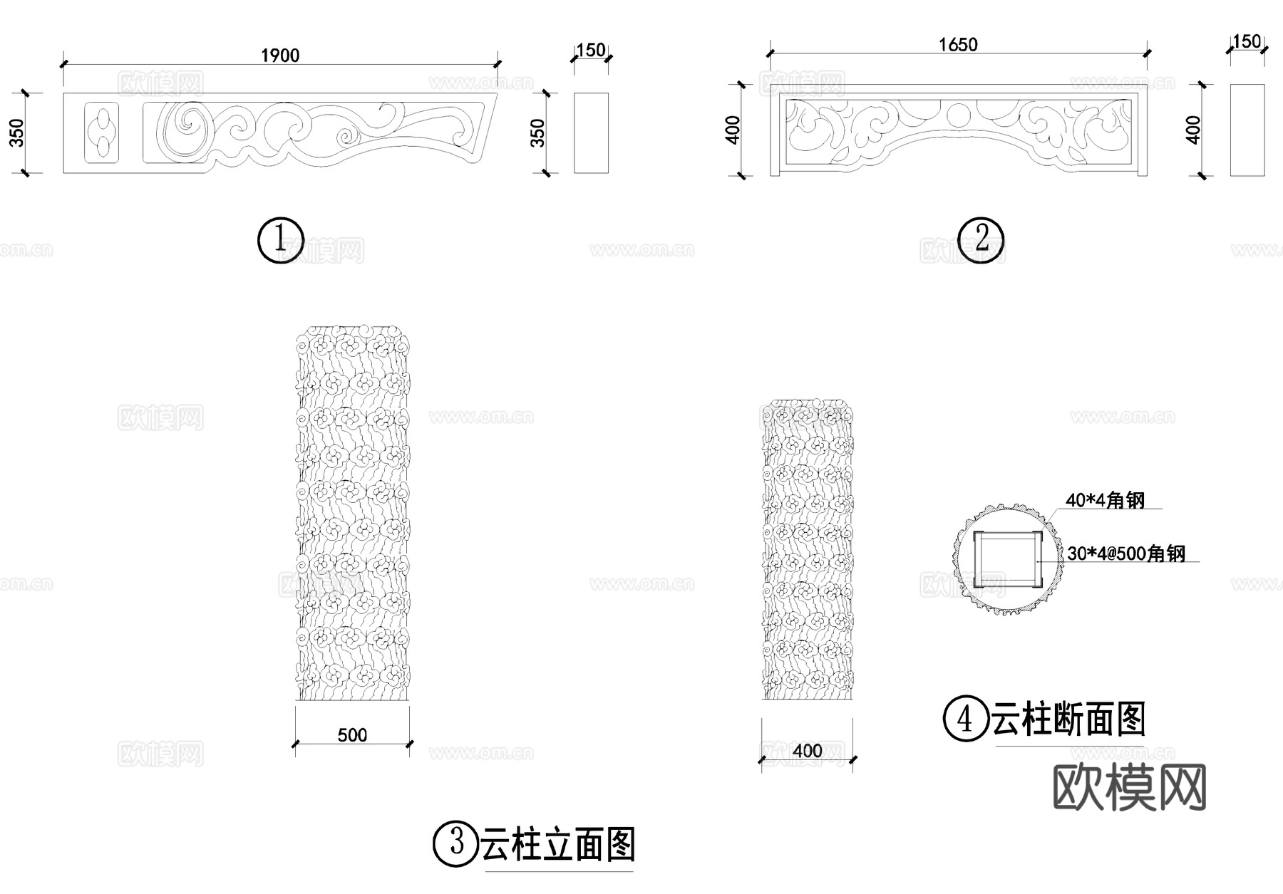 南派古典牌坊牌楼古建筑CAD施工图cad施工图cad施工图