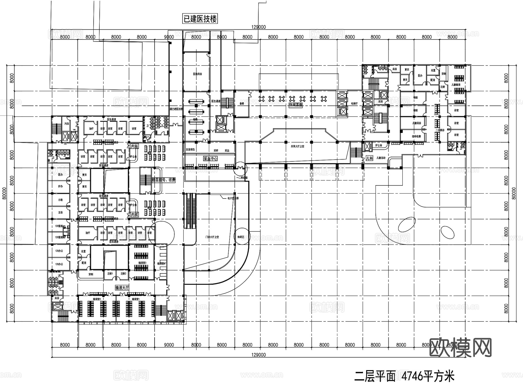 如皋人民医院建筑平剖面CAD施工图集cad施工图