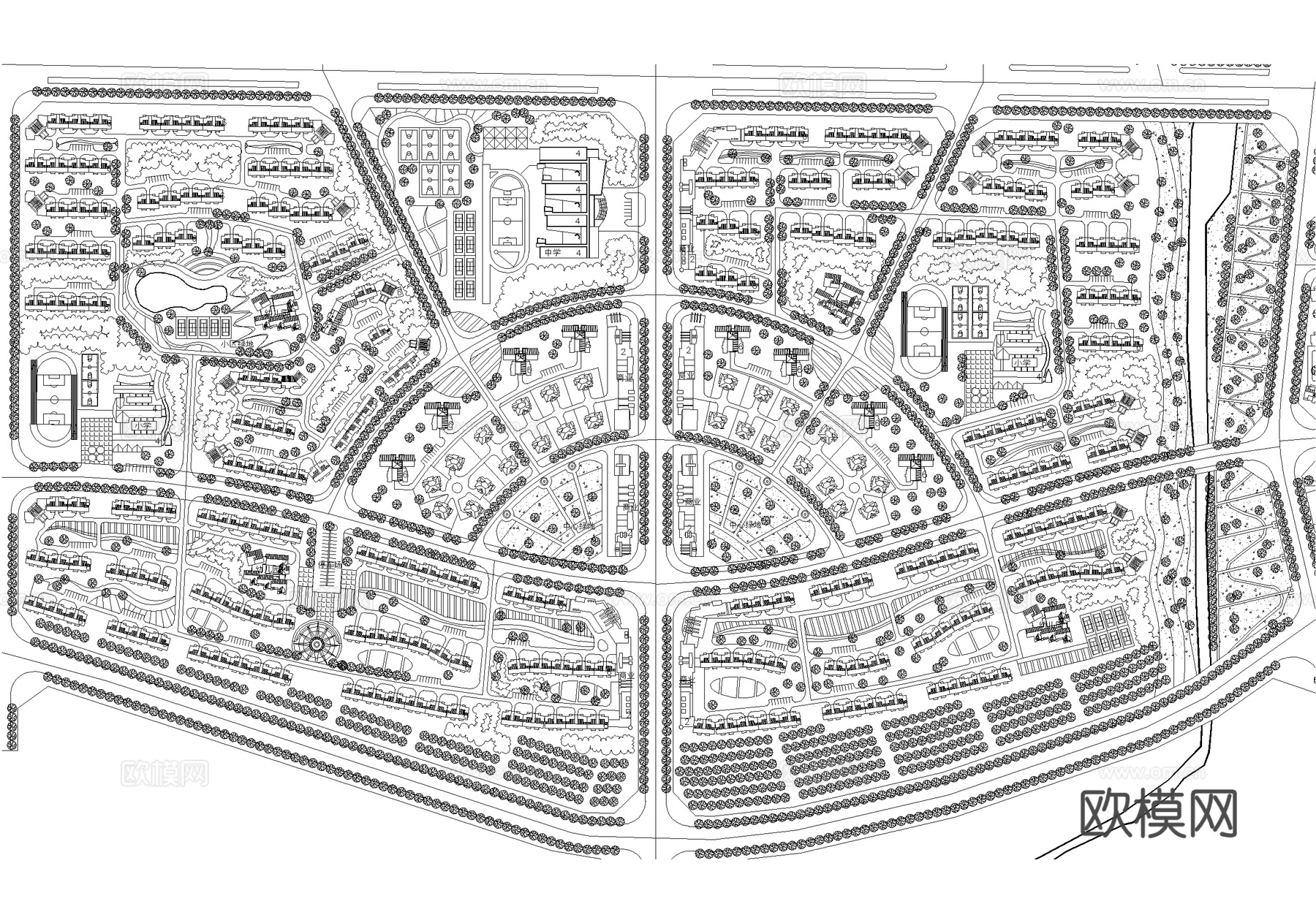 国家高新技术产业开发区控制性规划平面图 城市规划cad施工图
