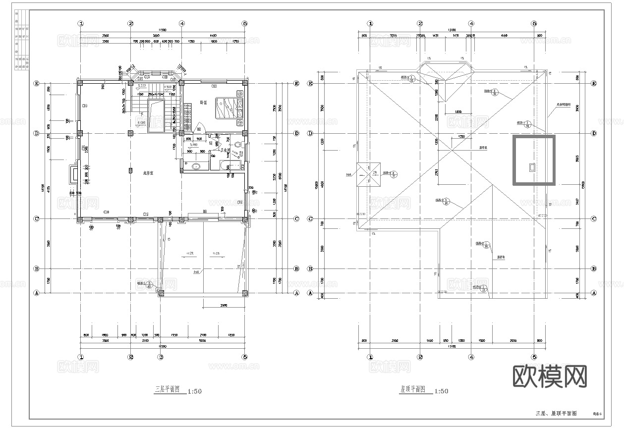 乡村自建房别墅建筑 最新全套施工图设计cad施工图