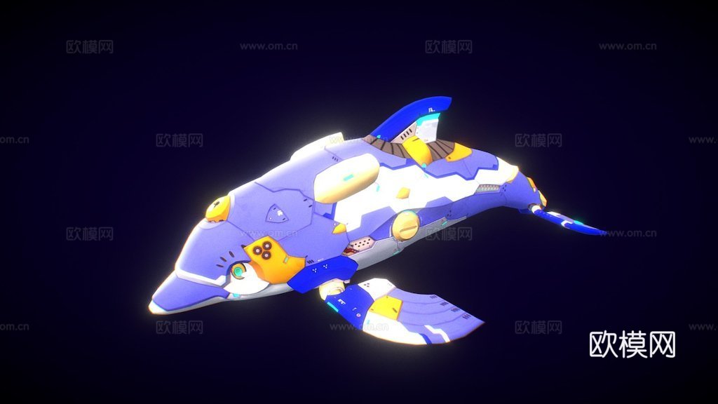 侧翼太空海豚3d模型下载（渲染图1）