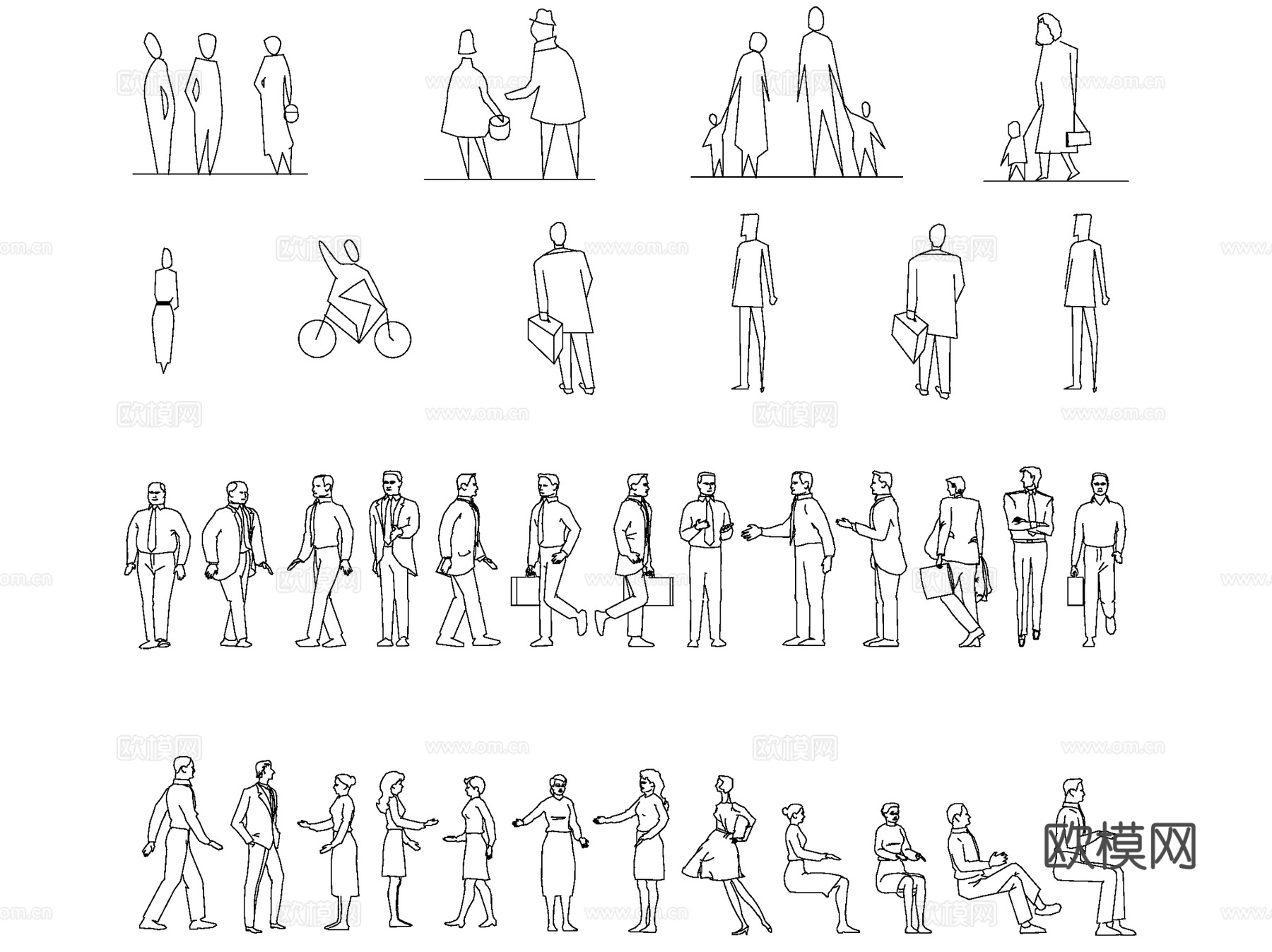 人物平立面CAD施工图图例合集cad施工图