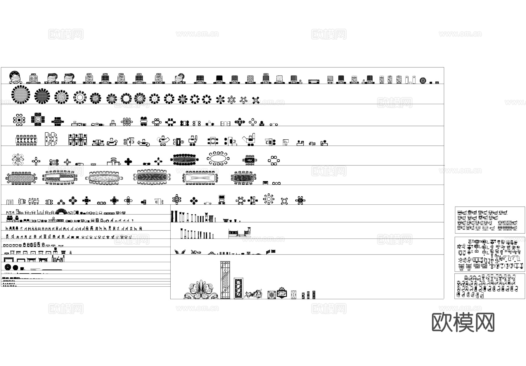 室内工装家装家具构件CAD图库cad施工图