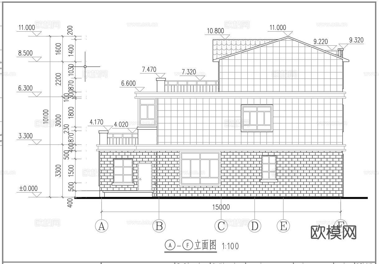 乡村自建房别墅建筑 最新全套施工图设计cad施工图