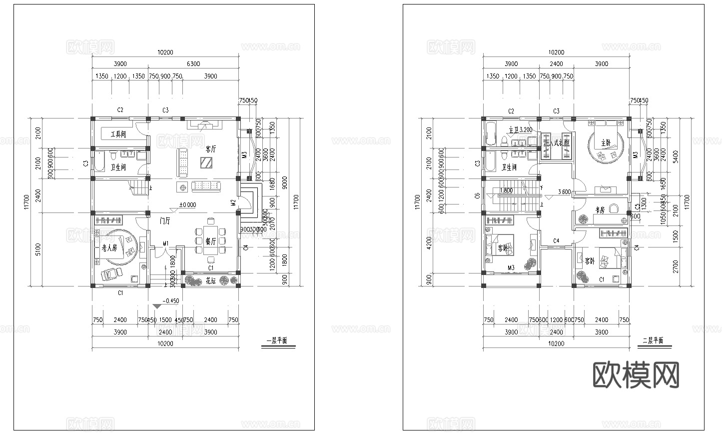 乡村自建房别墅建筑  最新全套施工图设计cad施工图cad施工图