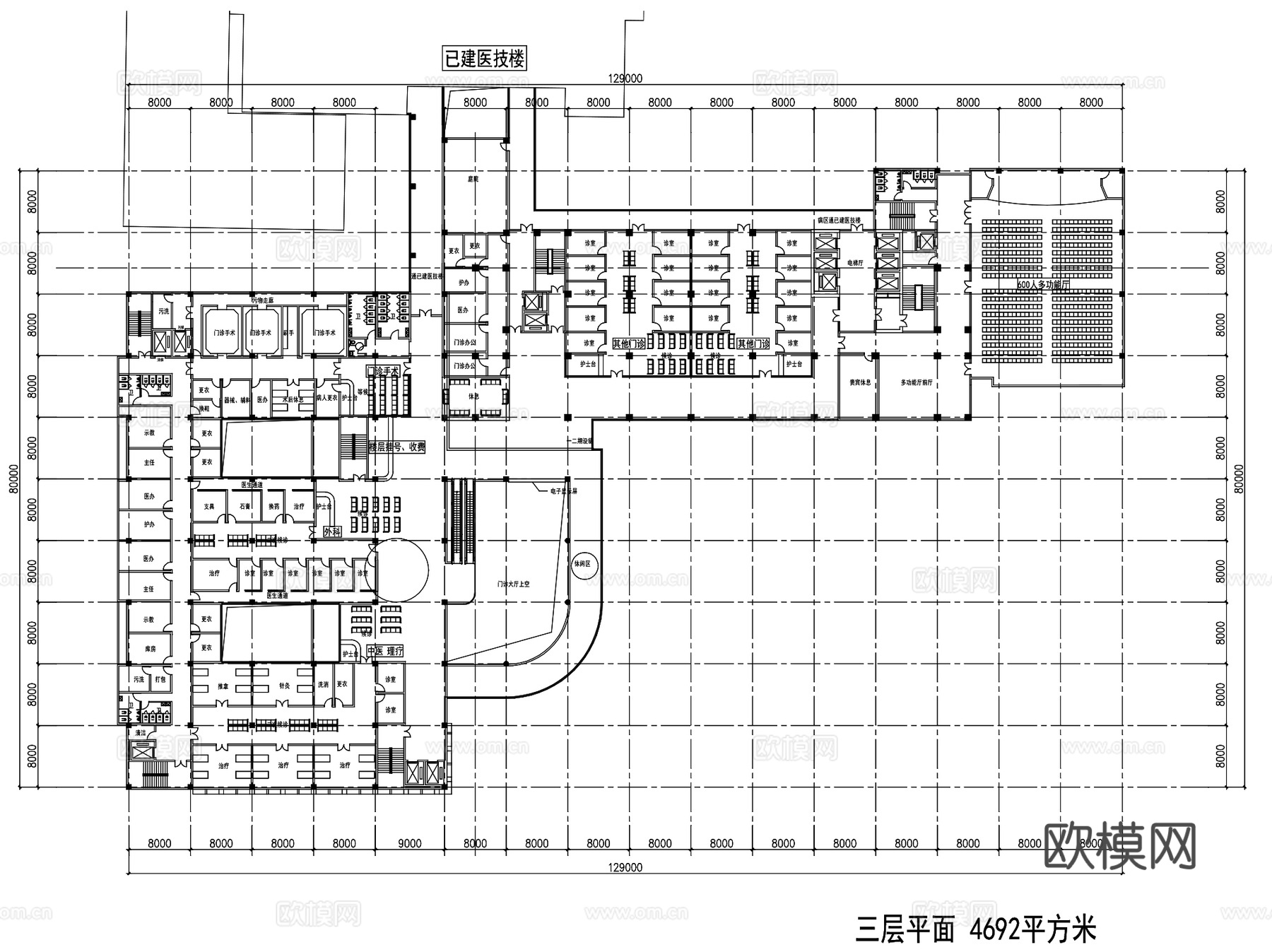 如皋人民医院建筑平剖面CAD施工图集cad施工图
