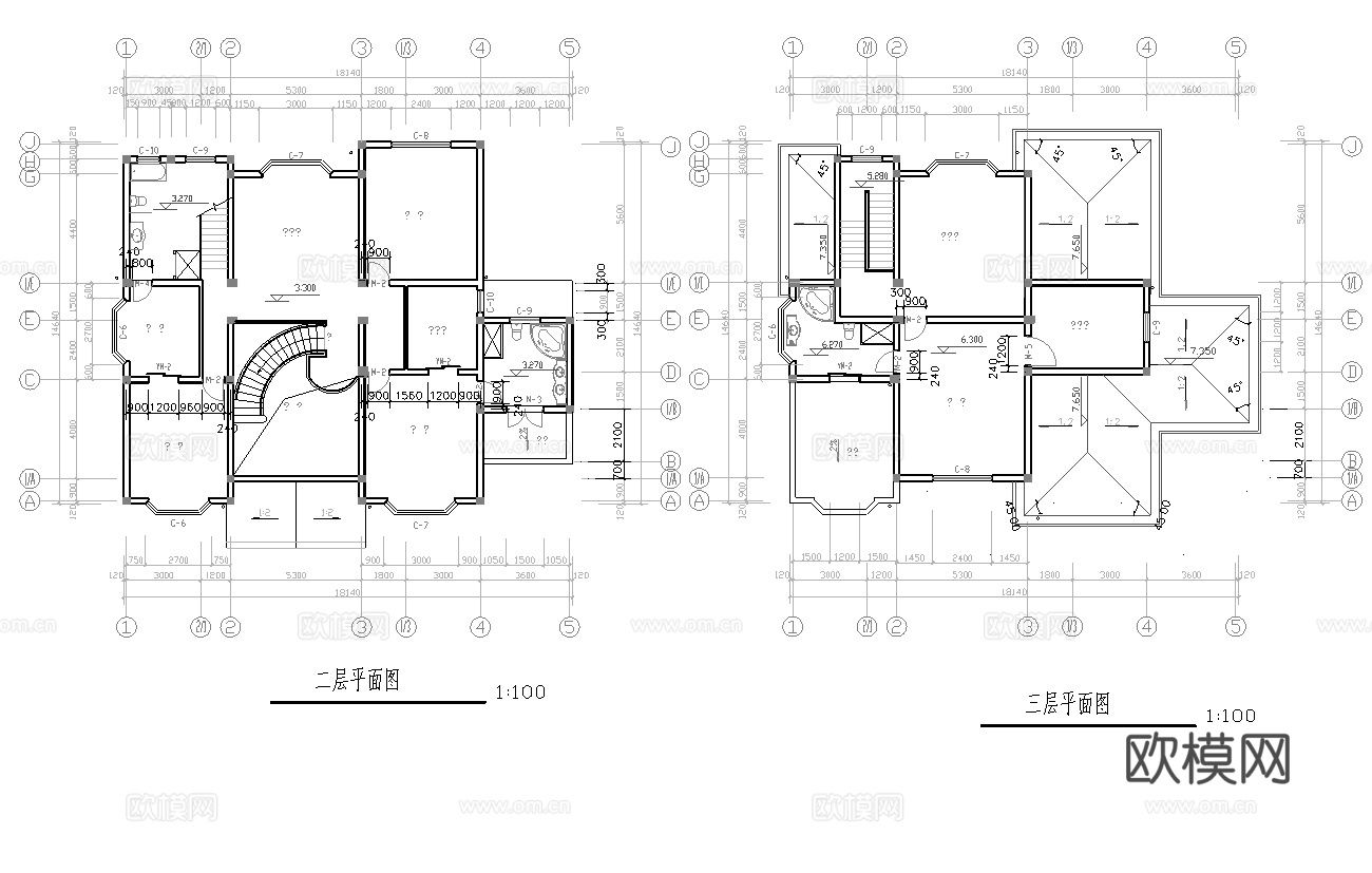 乡村自建房别墅建筑 最新全套施工图设计cad施工图