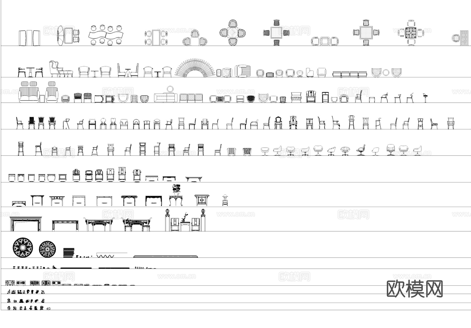 室内工装家装家具构件CAD图库cad施工图