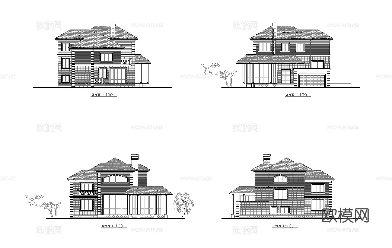 乡村自建房别墅建筑 最新全套施工图设计cad施工图