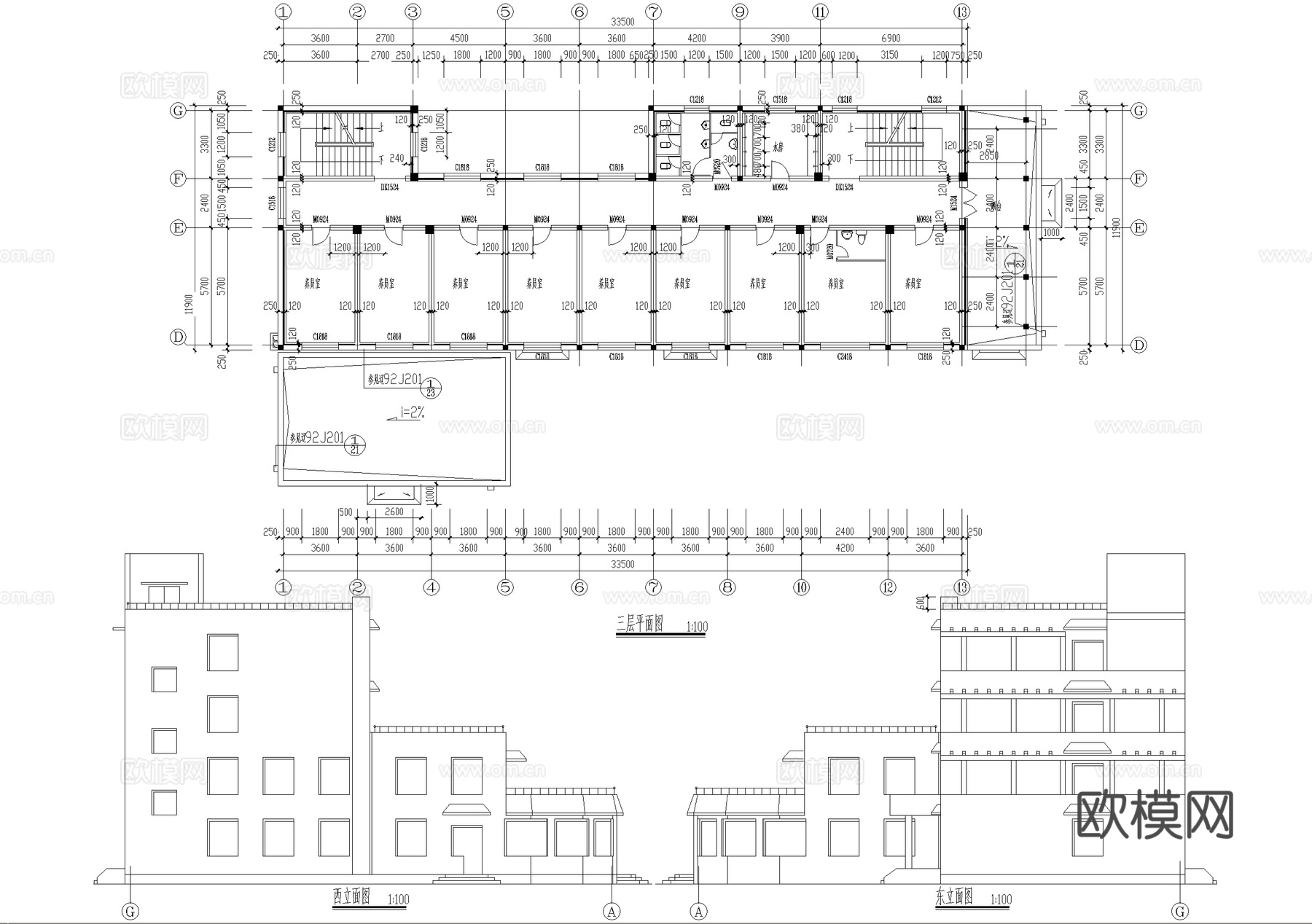 四层养老院养员楼敬老院建筑 砖混结构cad施工图