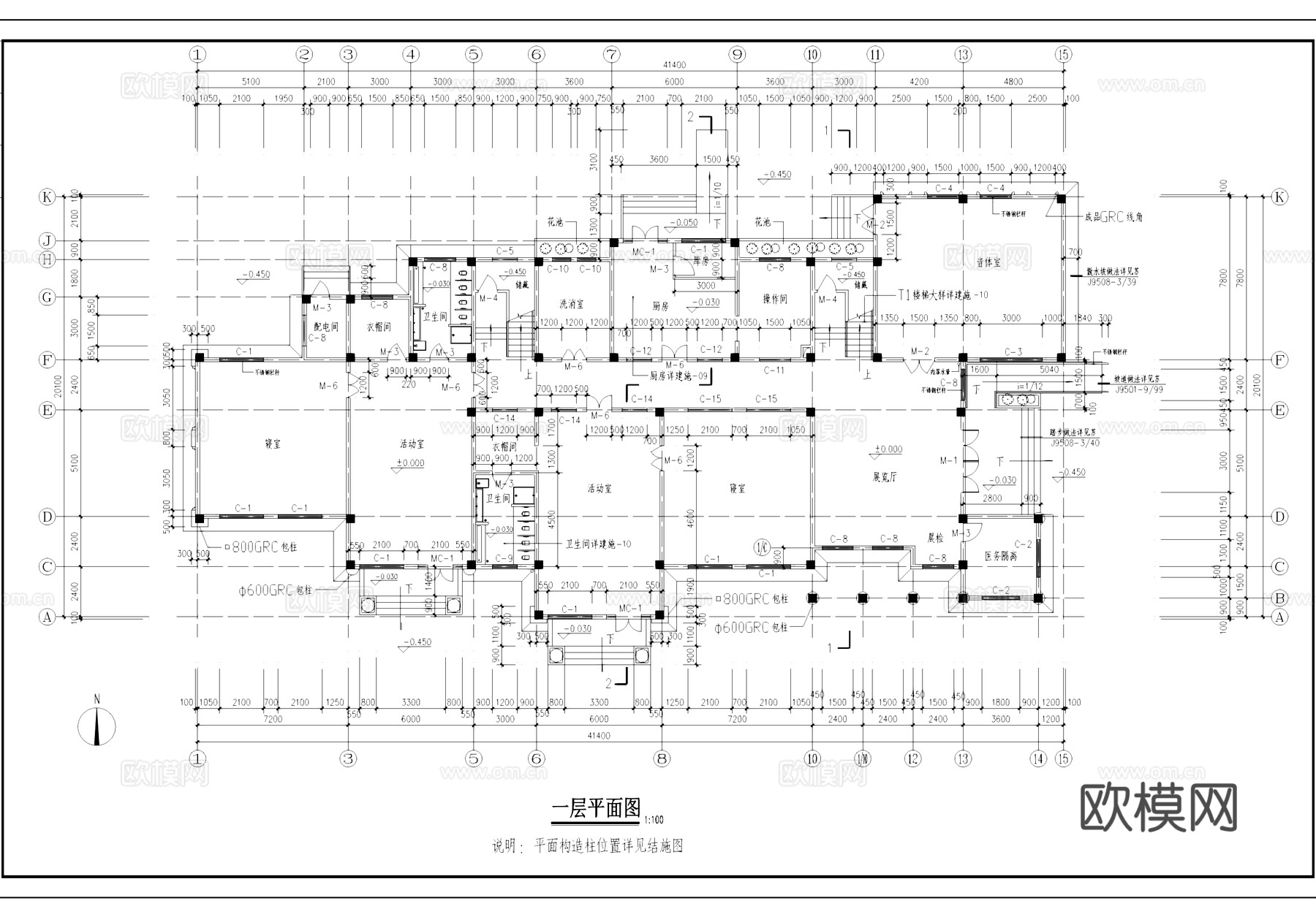 欧式风格幼儿园建筑CAD施工图cad施工图