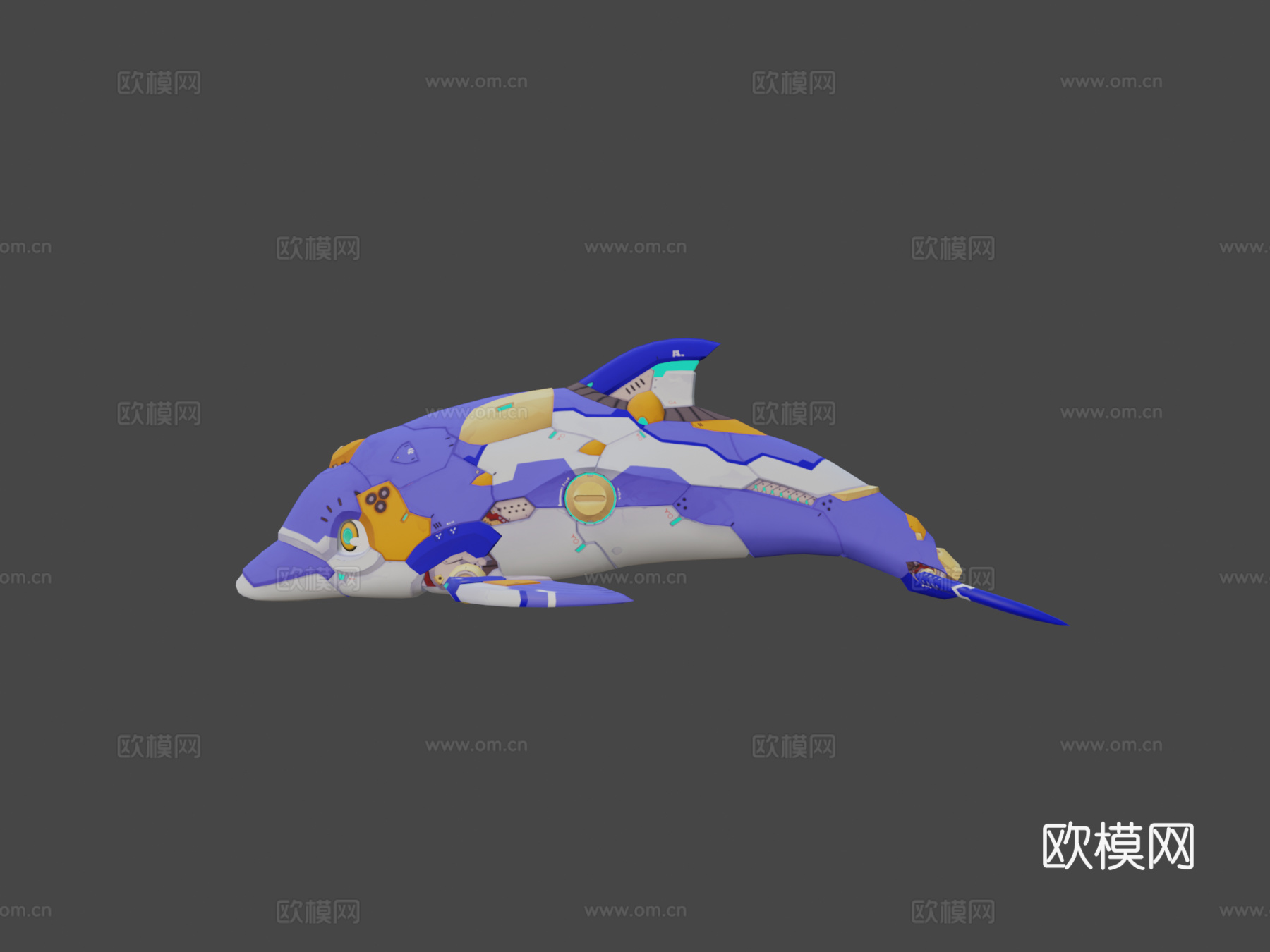侧翼太空海豚3d模型下载（渲染图6）