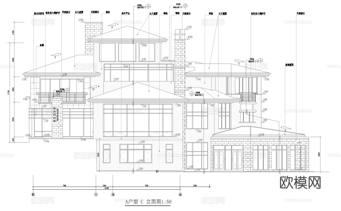 乡村自建房别墅建筑 最新全套施工图设计cad施工图