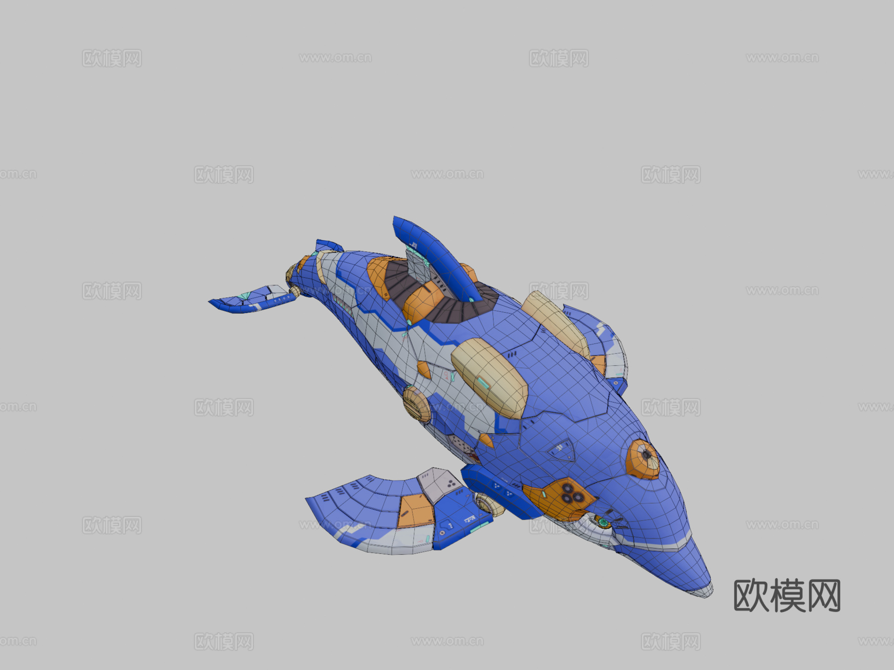 侧翼太空海豚3d模型下载（渲染图2）