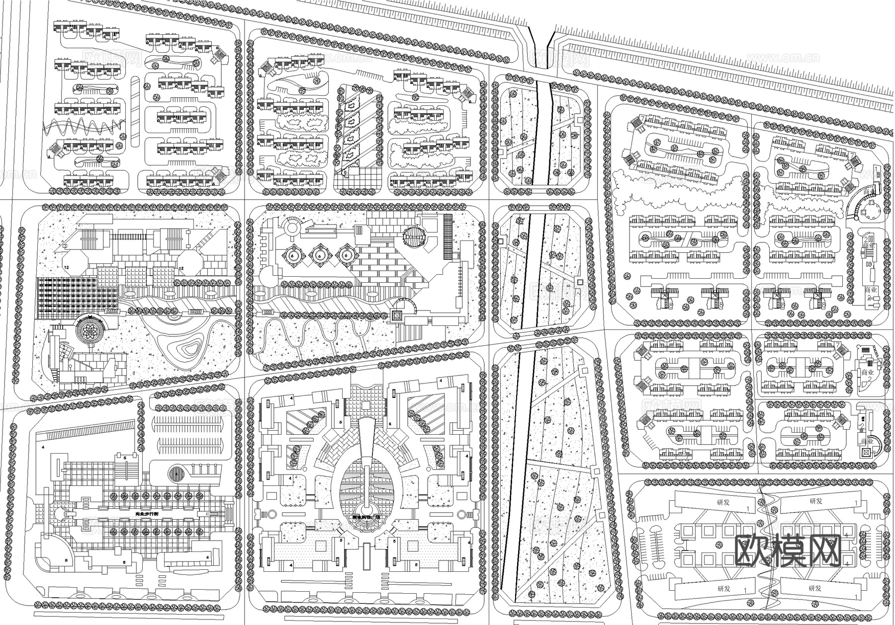 国家高新技术产业开发区控制性规划平面图 城市规划cad施工图