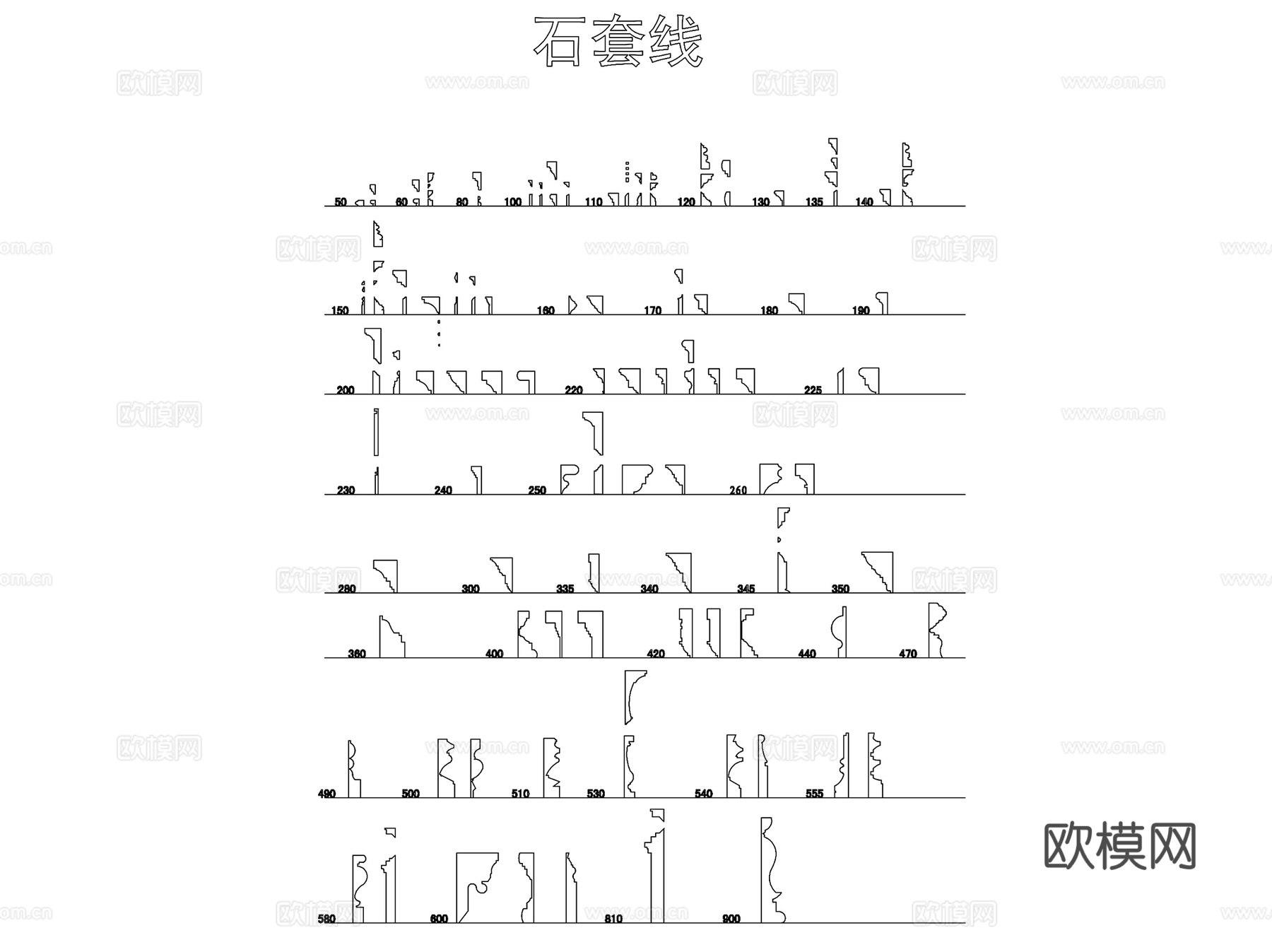石膏线地脚线门套线木饰线石套线图块大样CAD施工图集cad施工图