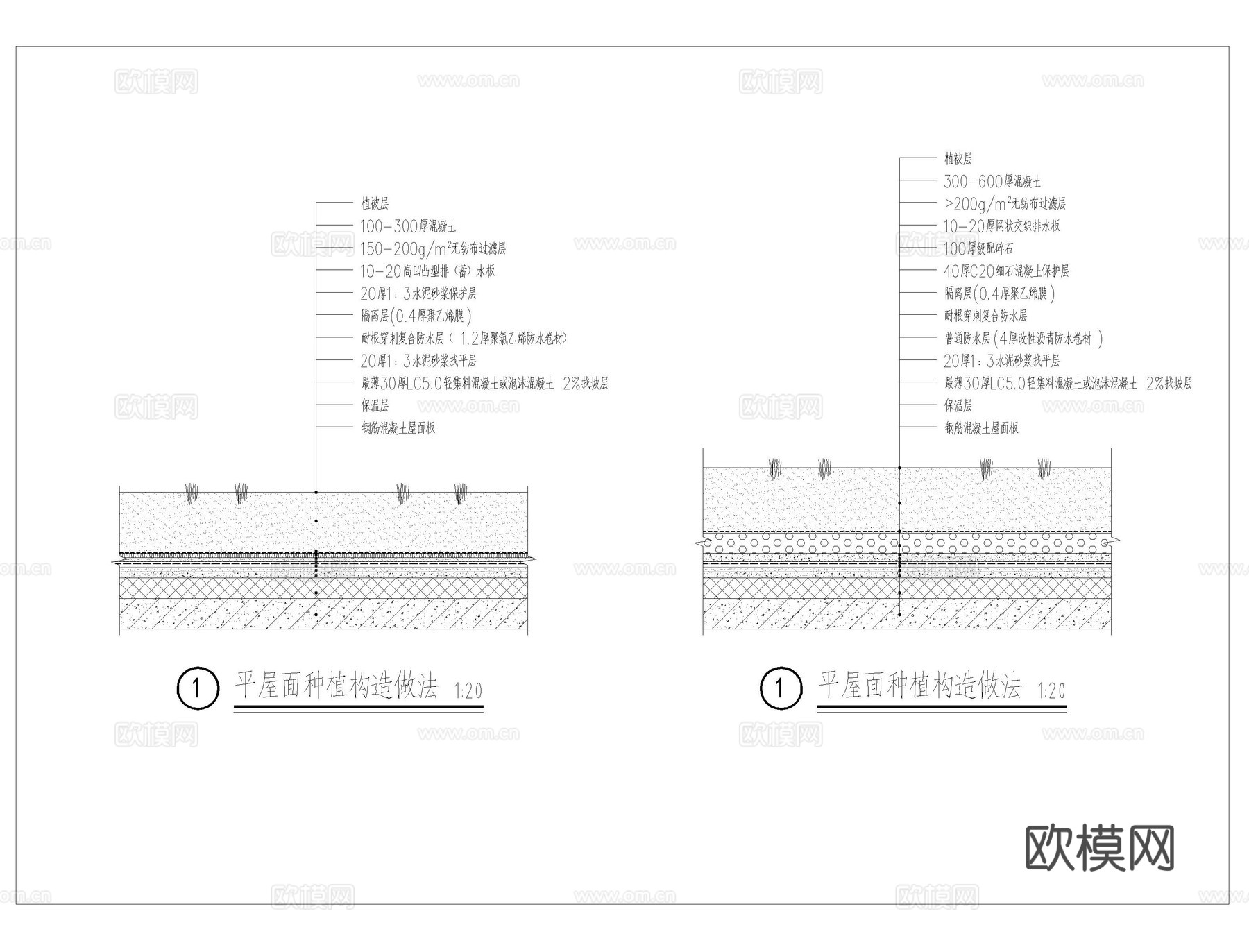 覆土屋顶CAD施工图cad施工图