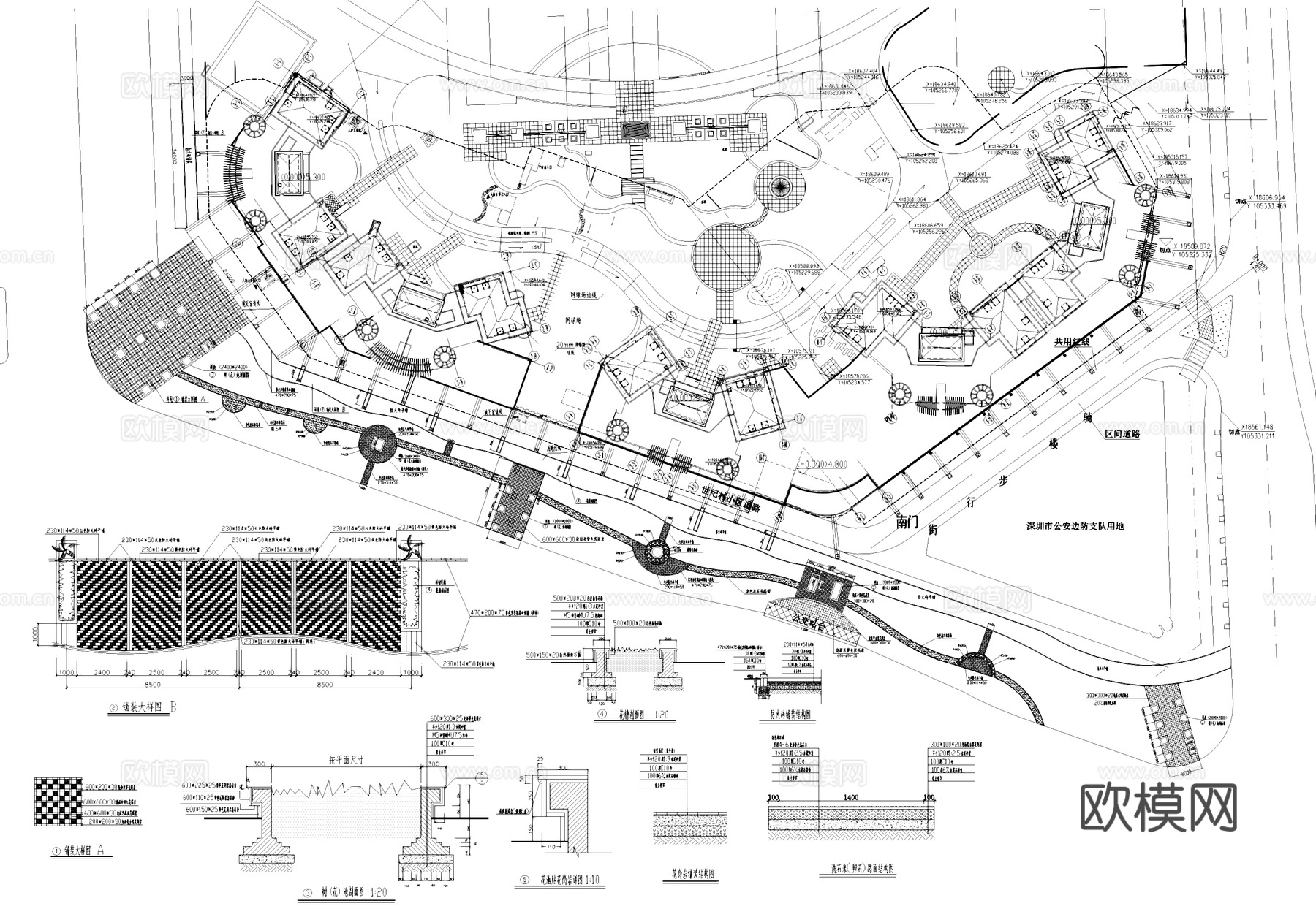 深圳世纪村小区景观平面CAD施工图cad施工图cad施工图