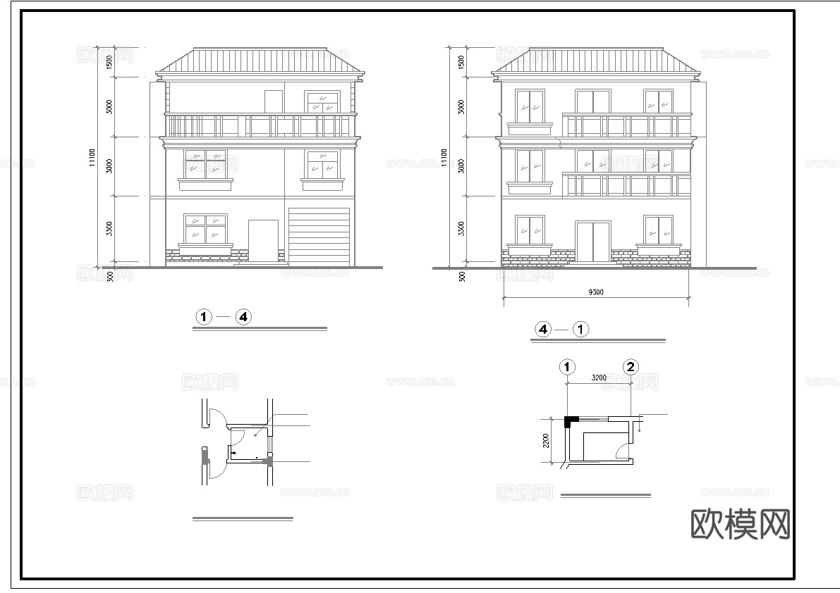 乡村自建房别墅建筑 最新全套施工图设计cad施工图