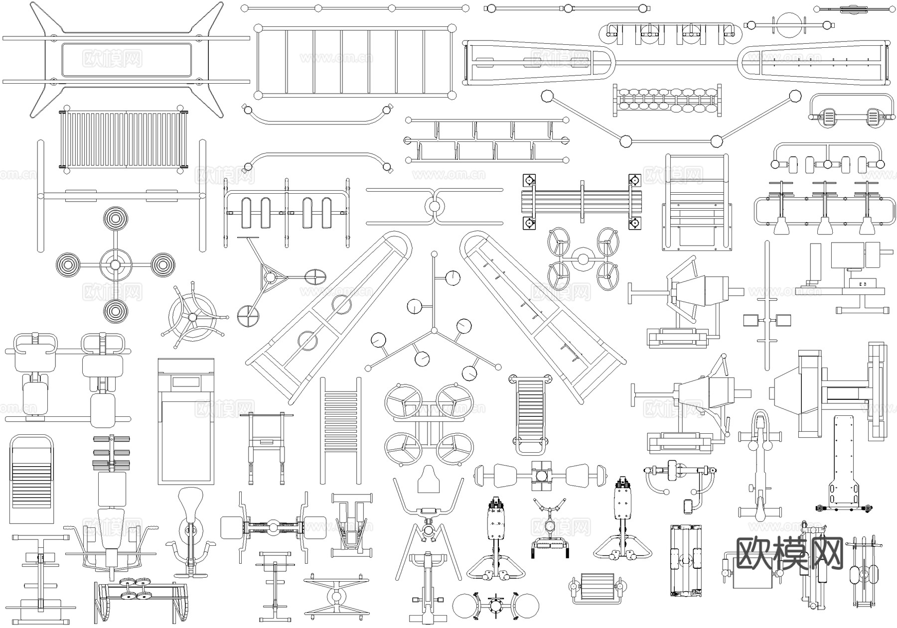 运动器材 休闲健身训练设施cad施工图